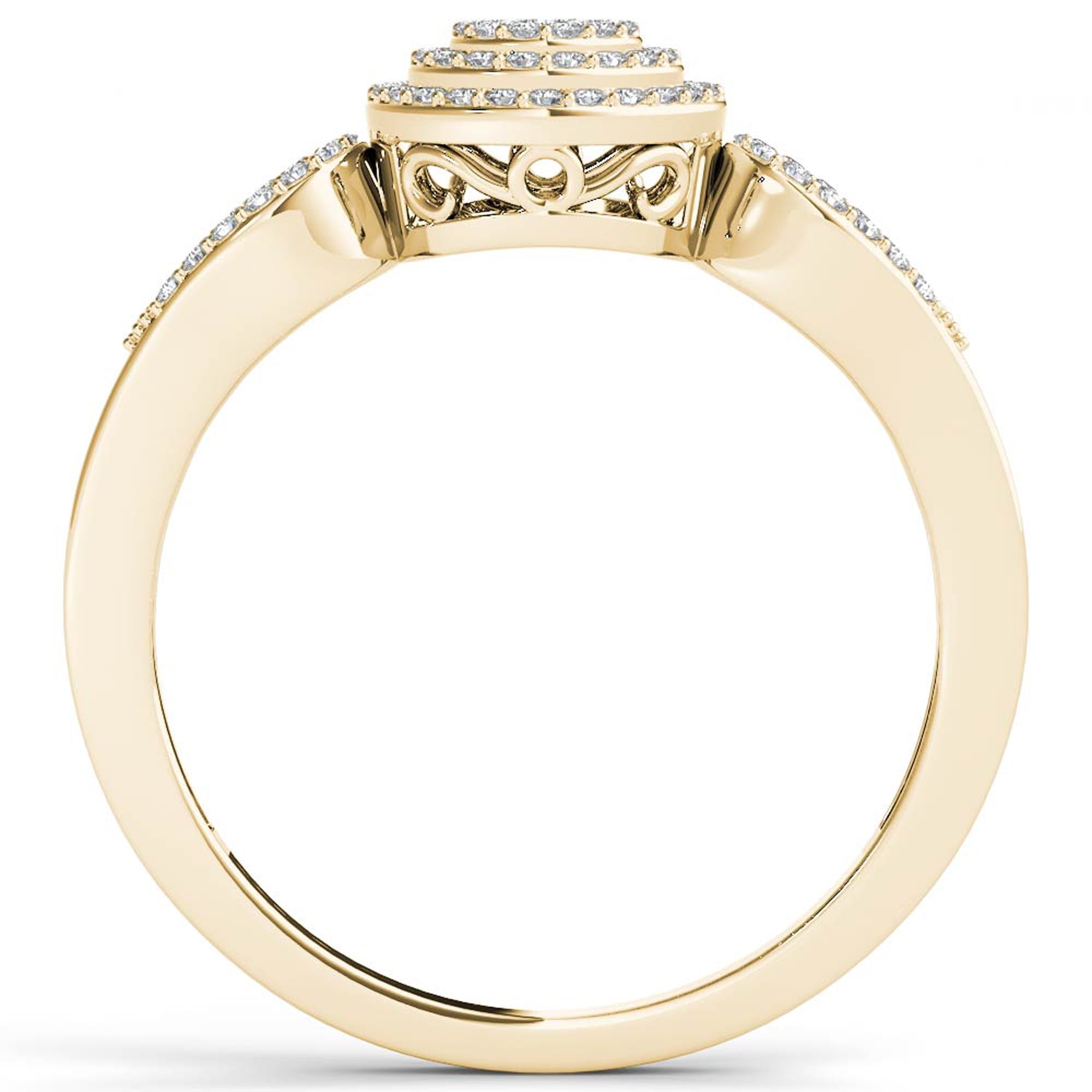1/5ct TDW Diamond 10K Yellow Gold Halo Engagemet Ring