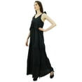 thumbnail image 6 of Bimba Sexy Summer Spaghetti Strap Sundress V-Neck Casual Ruffle Long Maxi Beach Dress, 6 of 9
