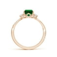 thumbnail image 2 of ANGARA Lab Grown 1.5 Ct Three Stone Emerald & Diamond Engagement Ring for Women in 14K Rose Gold (Size-8x6mm) | May Birthstone, Anniversary, Jewelry Gift for Women | Lab-Grown Emerald Ring, 2 of 8