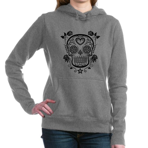 CafePress - Black Sugar Skull With Roses Hooded Sweatshirt - Pullover Hoodie, Classic & Comfortable Hooded Sweatshirt