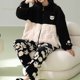 thumbnail image 3 of Conjunto de pijama de franela gruesa para Mujer, ropa de dormir de terciopelo con estampado de Panda y lunares, ropa de casa Kawaii, para invierno, 3 of 5
