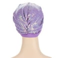 thumbnail image 5 of IROINNID Women's Solid Sequins India Muslim Ruffle Head Scarf Head-wear Wraps Turbans Beanie Cap Head-wraps,Purple, 5 of 5