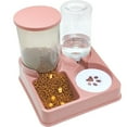 thumbnail image 1 of Juego de dispensador de agua con comedero automático para gatos, alimentador de agua y comida para mascotas automático inclinado 2 en 1, alimentador de alimentos por gravedad y bebedero,Pink, 1 of 7