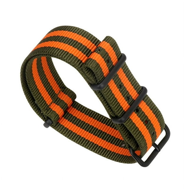 Bracelet de Montre en Nylon Canvas Bracelet Tissé Intégré Remplacement Intelligent Compatible avec Plusieurs Modèles (Vert Orange, 20mm)