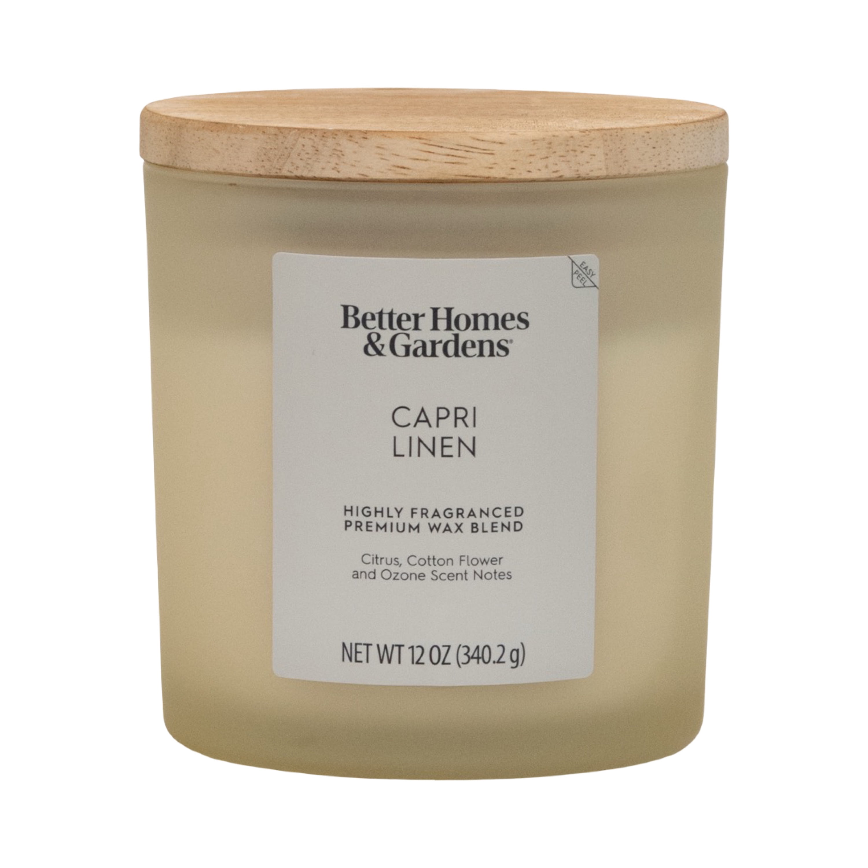 Better Homes & Gardens Capri Linen Scented 2-Wick Frosted Jar Candle 12oz.