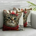 thumbnail image 3 of PHYHOO  Christmas Pillow Cover Merry Christmas Cat Decoration Holiday Farmhouse Winter Pillow Case Decor for Home Sofa Couch, 3 of 5