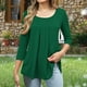 thumbnail image 5 of Blusas para mujer,Camiseta informal estampada para mujer, talla grande, manga 3/4, cuello redondo, poliéster, corte regular, sopatenor, 5 of 8