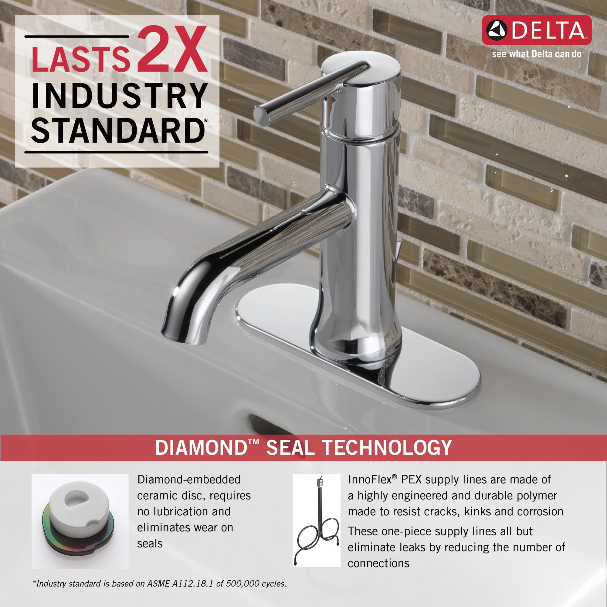 Delta Trinsic Single Handle Bathroom Faucet in Chrome 559LF-MPU