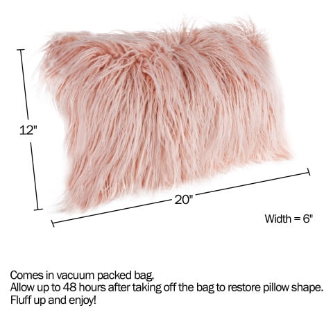 Somerset Home 12x20-Inch Plush Lumbar Pillow - Luxury Accent Pillow Insert and Shag Glam Cover Set
