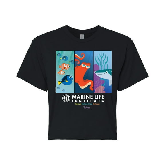 Disney Finding Dory - Marine Life Institute - Juniors Cropped Cotton Blend T-Shirt
