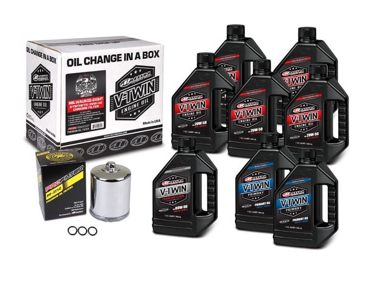 MAXIMA RACING OIL M8 Synthetic 20W-50 Oil Change Kit - Chrome Filter 90-129018PC