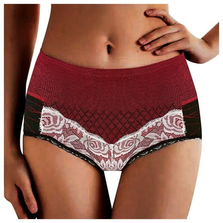 

Dtydtpe underwear women Women s Lace High-Waist Transparent Lace Mesh Cotton Underpants cotton underwear for women Red