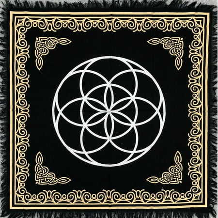 

THE ART BOX Altar Cloth Tarot Cards Table Napkins Witchcraft Supplies Black Gold Tablecloth Square Alter Pagan Spiritual Celestial Deck Cloth With Fringes Tripple Moon 18x18 Inch