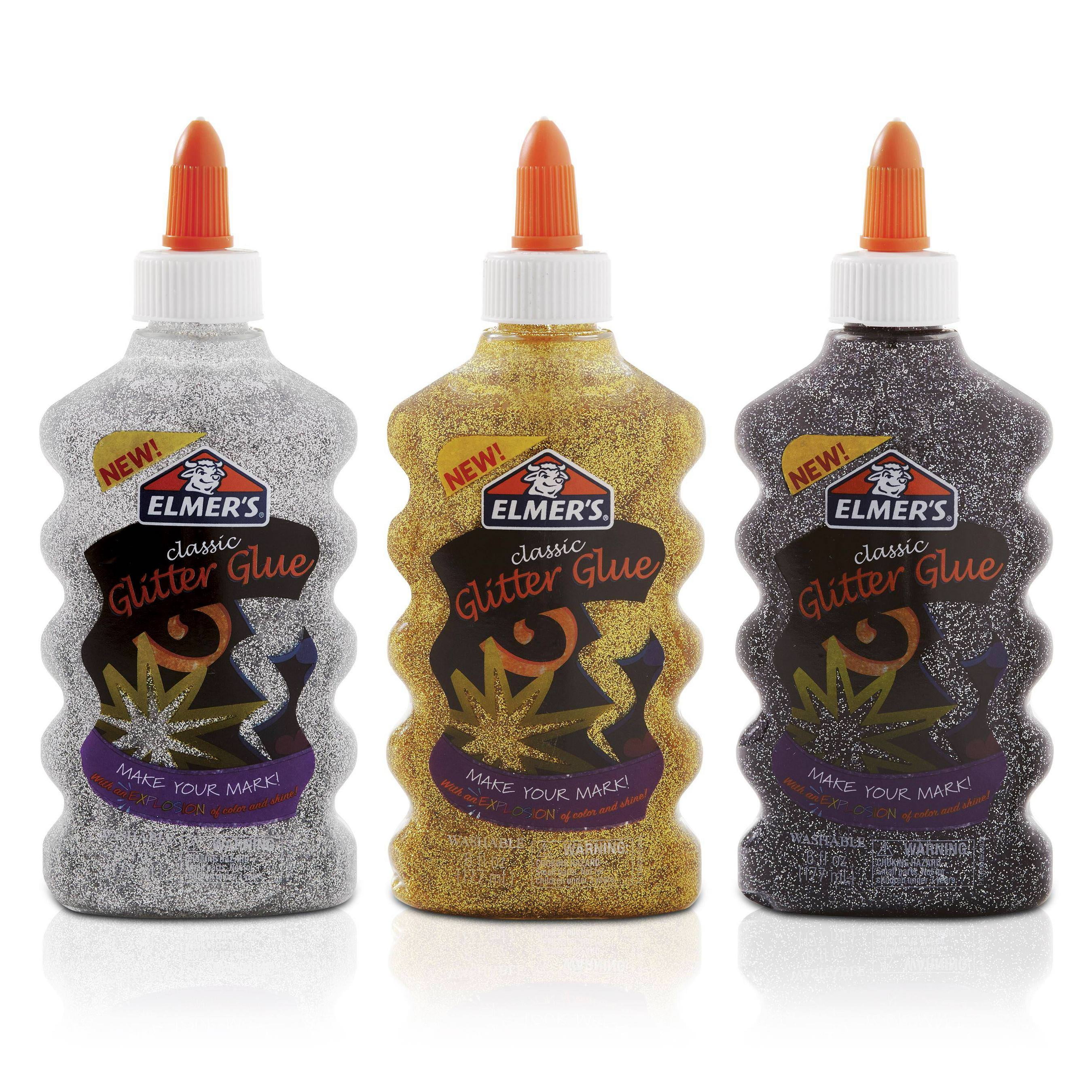 Elmer's Liquid Glitter Glue, Washable, Assorted Colors, 6 oz., 3 Count
