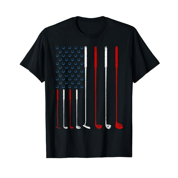 Golf Gifts Men, American Flag Golfing Accessories Golf Clubs American Flag T-Shirt
