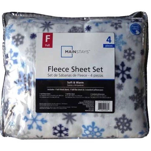 Mainstays Micro Fleece Sheet Set, Snowflake