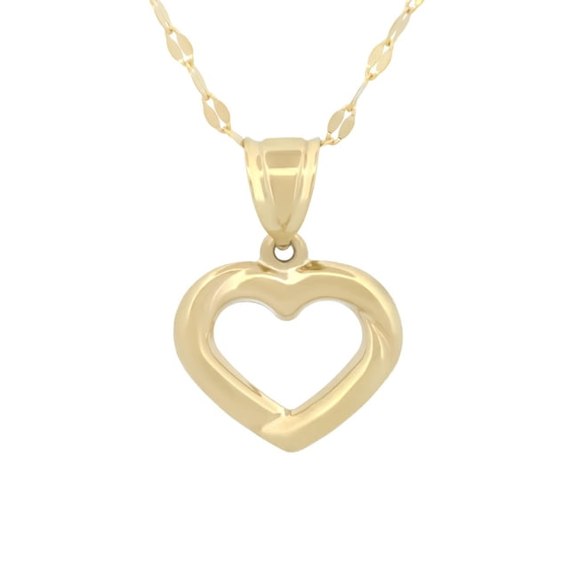 Cadena Con Dije Corazón Contorno 1.3 cm Oro Sólido 10k