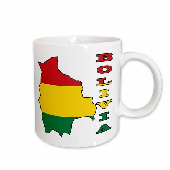 3drose, Bolivia Flag in the Map and Letters of Bolivia, 15oz Mug