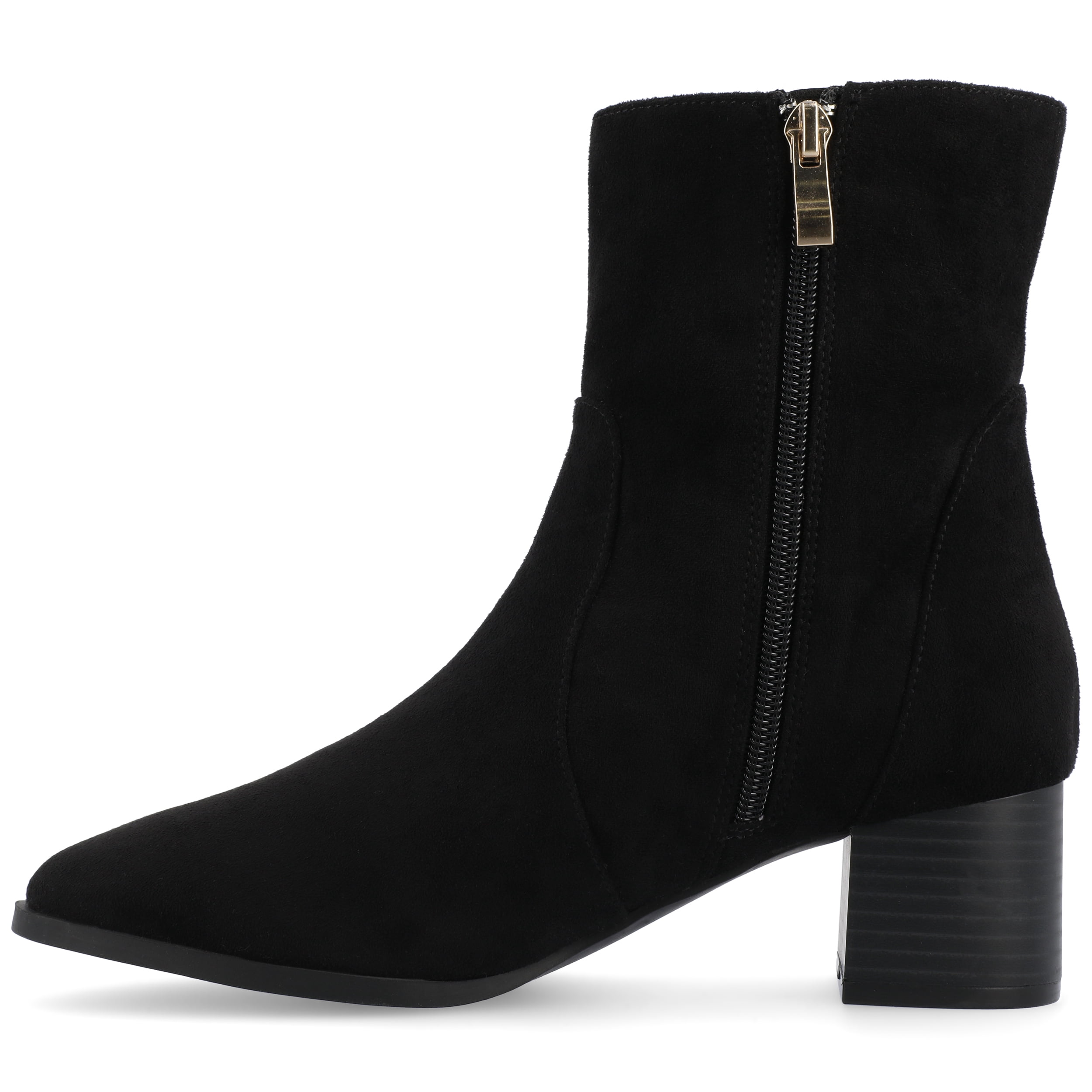 Journee Womens Hayven Stacked Block Heel Almond Toe Booties, Widths Available