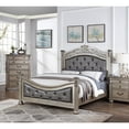thumbnail image 5 of Miekor Furniture Formal Traditional Antique Silver 1pc California King Size Bed Tufted Faux Leather Headboard Footboard Bedframe 09029, 5 of 8