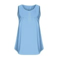 thumbnail image 4 of Penkiiy Womens-Plus-Size-Tank-Tops Summer Sleeveless Henley Shirts Buttons Up Tunics Flowy Pleated Blouses 2XL Light Blue, 4 of 5