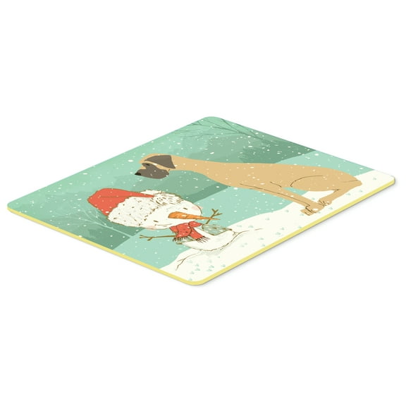 Fawn Natural Great Dane Snowman Christmas Kitchen or Bath Mat 24x36