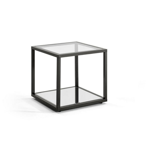 Home Gear Table d'appoint Base noire Étagère miroir