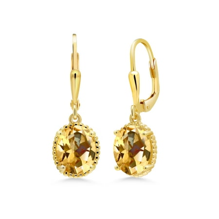 18k Honey - 18K Yellow Gold Plated Silver Dangle Earrings Set with Honey Topaz from Swarovski