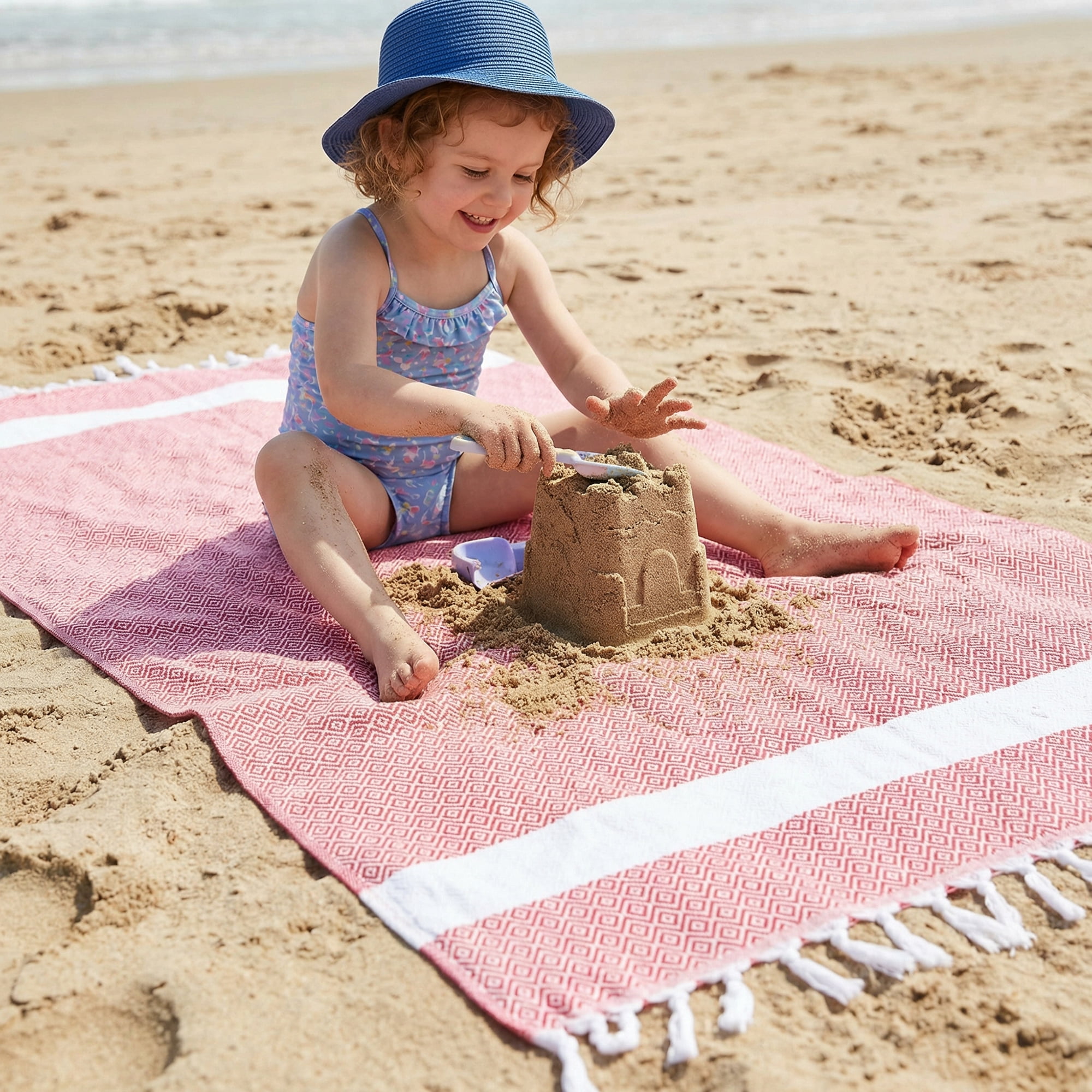 Unique Bargains Geometric Sandproof Quick Dry Turkish Beach Towel Crimson 71" x 40"