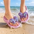 thumbnail image 3 of Rhuody Toddler slipper For Girls Summer Sparkly Bow Slides Soft Sole Non Open Toe Outdoor Flip Flop Sandals Durable Shoes Purple 4-5 Years, 3 of 7