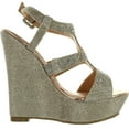 thumbnail image 2 of Anne Marie Womens KENDRA-1 Open Toe High Heel Wedge Platform Sandal Shoes, Gold, 7.5, 2 of 4