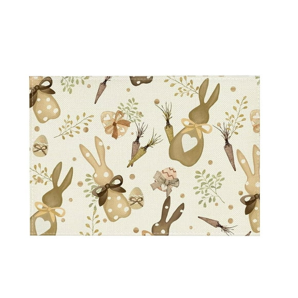 Place Mats for Dining Tables Happy Easter Placemats Flax 30x45cm/11.81x17.71In Vintage Bunny Chick Design Easter Table Decorations