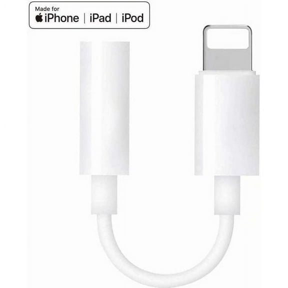 Yanonmydf 3.5 mm Headphone Jack Adapter Compatible with iPhone 3.5mm Jack Aux Headset Adapter, White, New, 1 Count