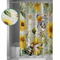 thumbnail image 4 of Sunflower Bee Waterproof Fabric Shower Curtain, Vintage Summer Botanical Farmhouse Shower Curtain for Bathroom Curtains Bathtubs Hotel Washable Shower Curtains with 12 Hooks Long 72x78in, 4 of 6