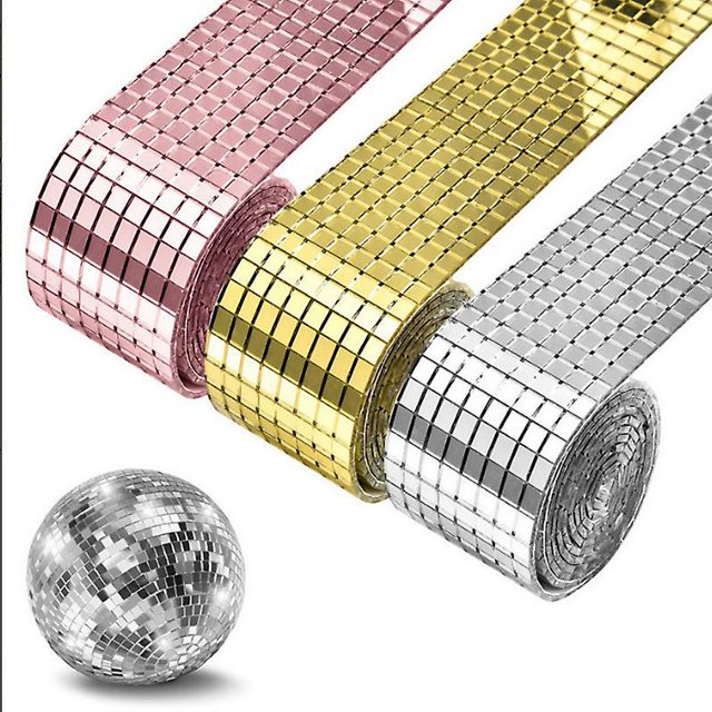 (100 X 4 cm, 3 Rollos) Azulejos De Mosaico De Espejo De Vidrio, Colores Mezclados, Mini Azulejos De Mosaico Cuadrados Azulejos De Mosaico De Espejo De Vidrio Hobby Creativo Para Discoteca Diy Craft Deco Rojo Verde Cocina, Decoración y Otros