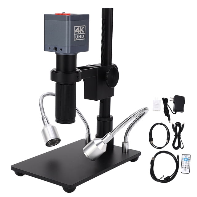 Cámara de microscopio industrial 4K con lente de montaje 150X C, salida USB para soldadura de reparación de PCB, enchufe estadounidense de 100 a 240VAC