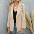 thumbnail image 2 of XFLWAM Women Business Casual Blazer with Lined Double Breasted Suit Jacket with Pockets Beige S, 2 of 5