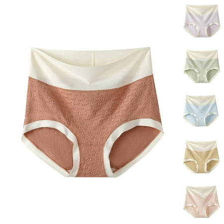 Swuxness Women s High Waist Breathable Underwear Women s Panties Women Plus Size Solid Color Comfortable Soft Panties for Women Everyday Wear Yellow XL
