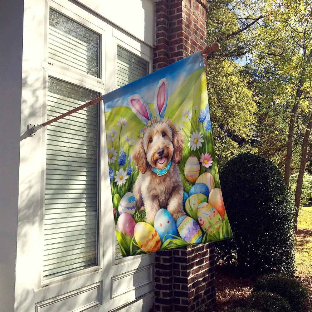 Labradoodle Easter Egg Hunt House Flag 28 in x 40 in