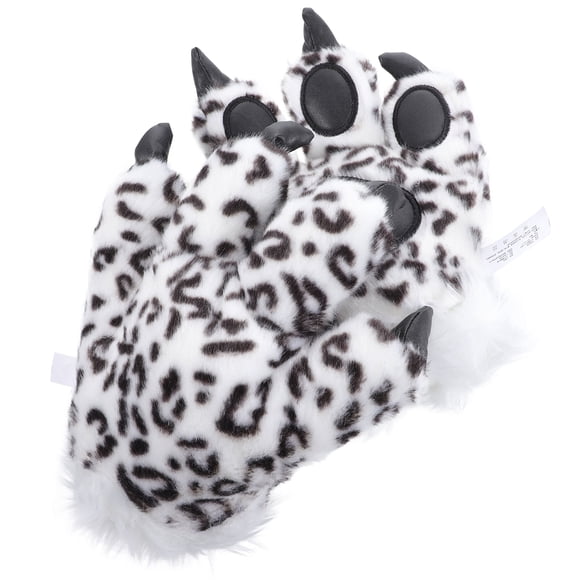 KAKOWELY 1 Pair Glove Snow Leopard Paw Shape Plush For Families In
