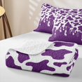 thumbnail image 4 of Manfei Vintage Cow Spot Quilt King 3 Pieces,Minimalist Animal Pattern King Coverlet Set,Purple White,1 Bedspread and 2 Pillowcases, 4 of 7