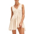 thumbnail image 3 of Women's Lace for Mini Dress Slip Dress V-Neck Summer Y2k Ruffle Hem Flowy Swing Boho Short Dresses L, 3 of 10