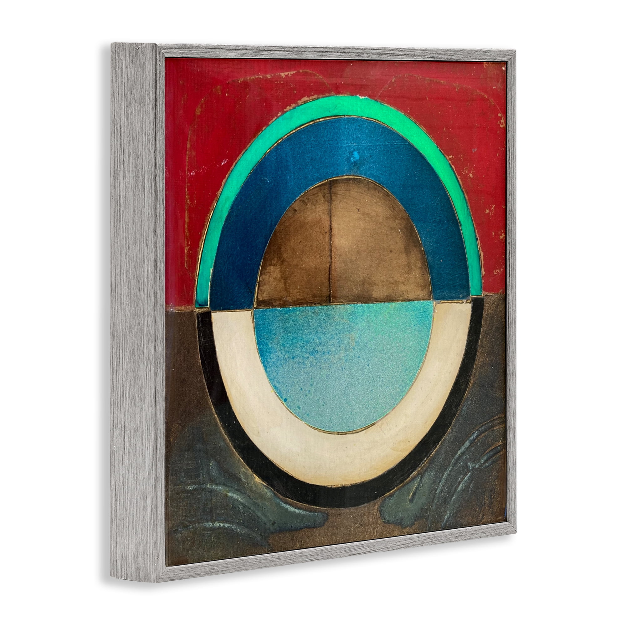 Stupell Industries Round Distressed Circle Gray Framed Giclee Art, design by Matthew Finger