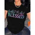 thumbnail image 1 of Letter Print Crew Neck T-shirt, Versatile Short Sleeve Top For Spring & Summer, Women's Clothing, 1 of 6