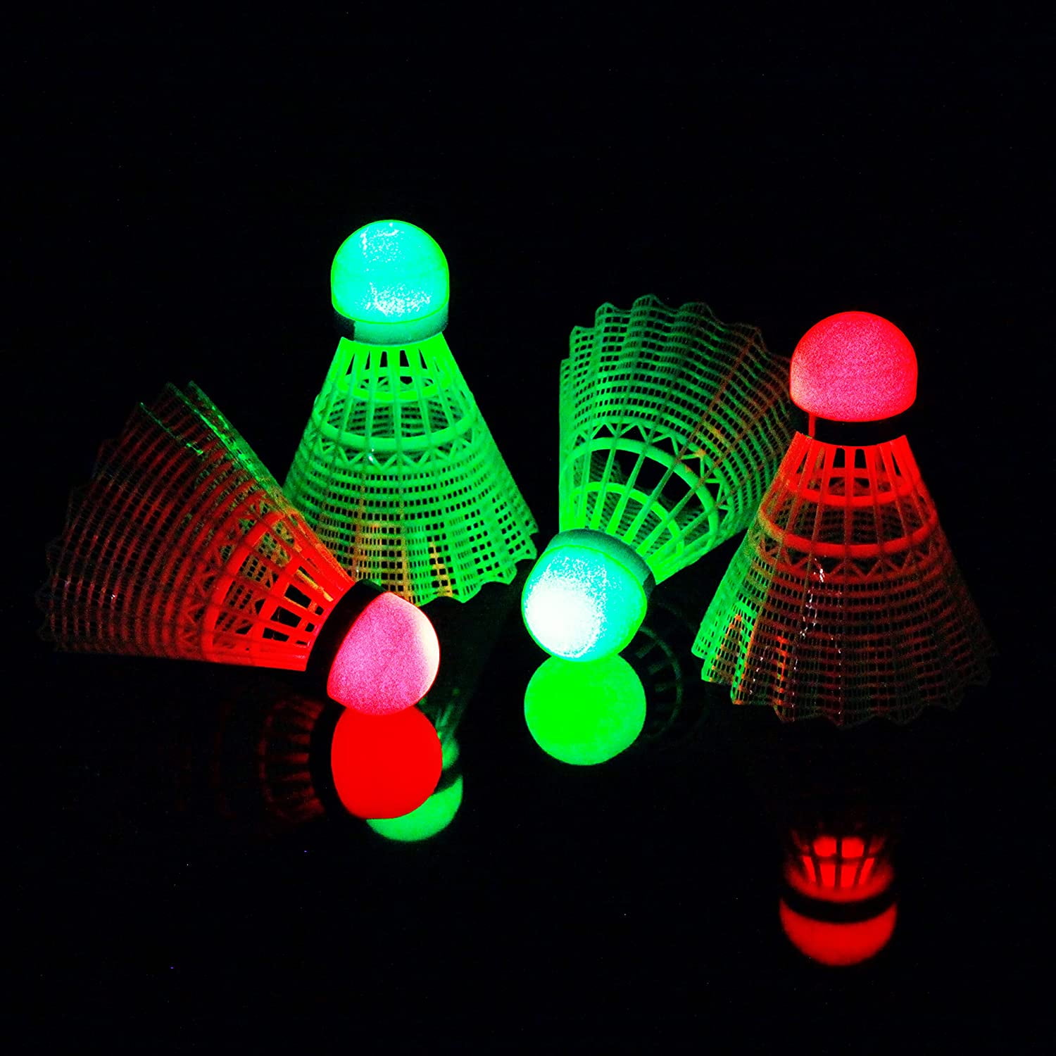 4 Pieces LED Badminton Dark Night Glow Colorful Feather Yard Shuttlecock 