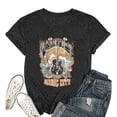 thumbnail image 3 of Graphic Tees for Women Casual Graphic Tee with Guitar Letter Print for Everyday Wear Round Neck Short Sleeve Standards Gray S, 3 of 3