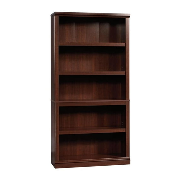 Maklaine Engineered Wood 5 Shelf Bookcase in Select Cherry Finish