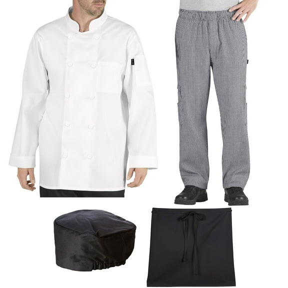 Chef Code Student Chef Bundle Pack Includes Chef Coat, Pants, Hat & Apron