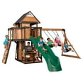 thumbnail image 2 of Backyard Discovery Canyon Creek Cedar Wood Swing Set, Slide, Clubhouse, Rock Wall, 2 of 10