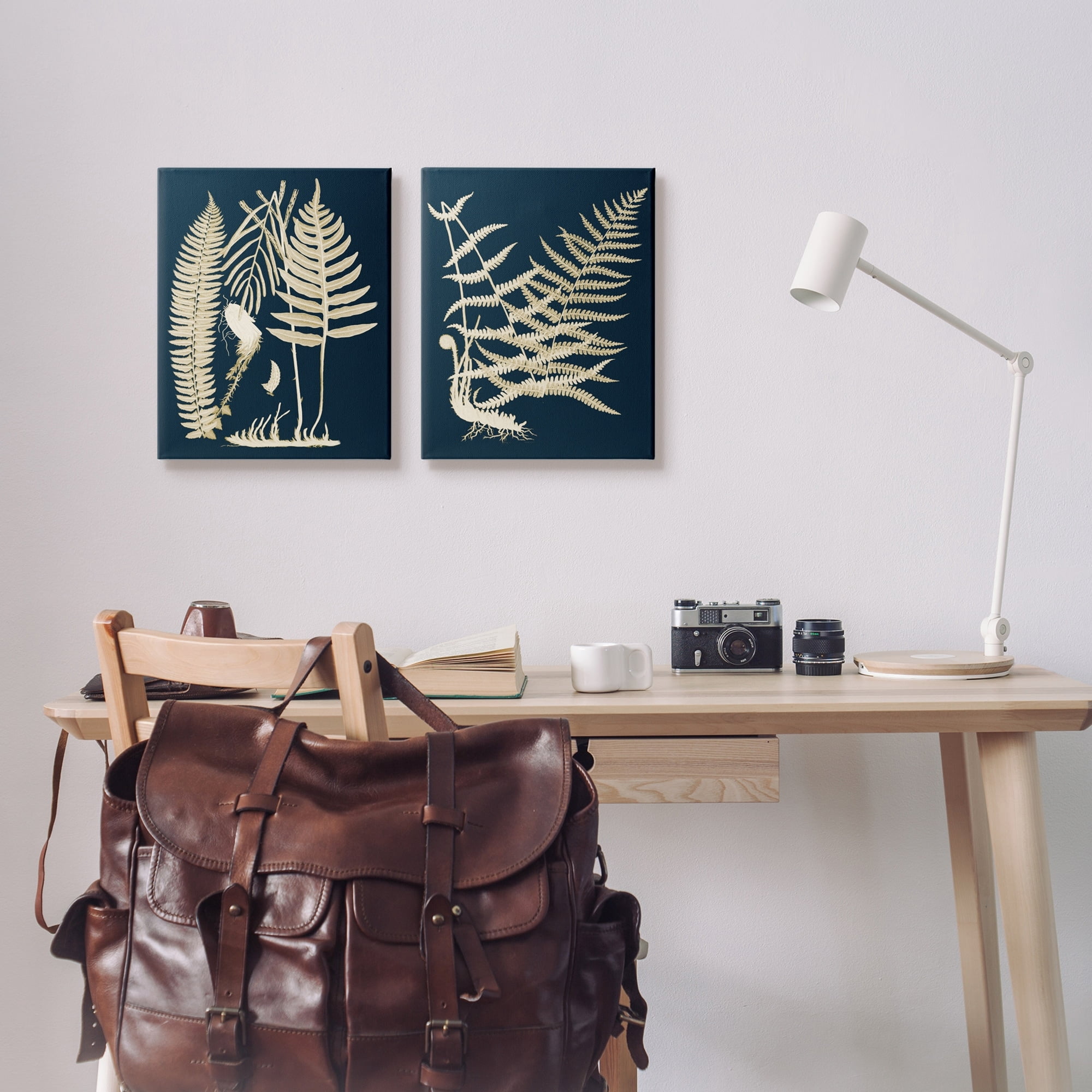 Stupell Industries Modern Layered Vegetation Natural Botanical Leaves Graphic Art Gallery Wrapped Canvas Print Wall Art, Set of 2, Design by Piddix